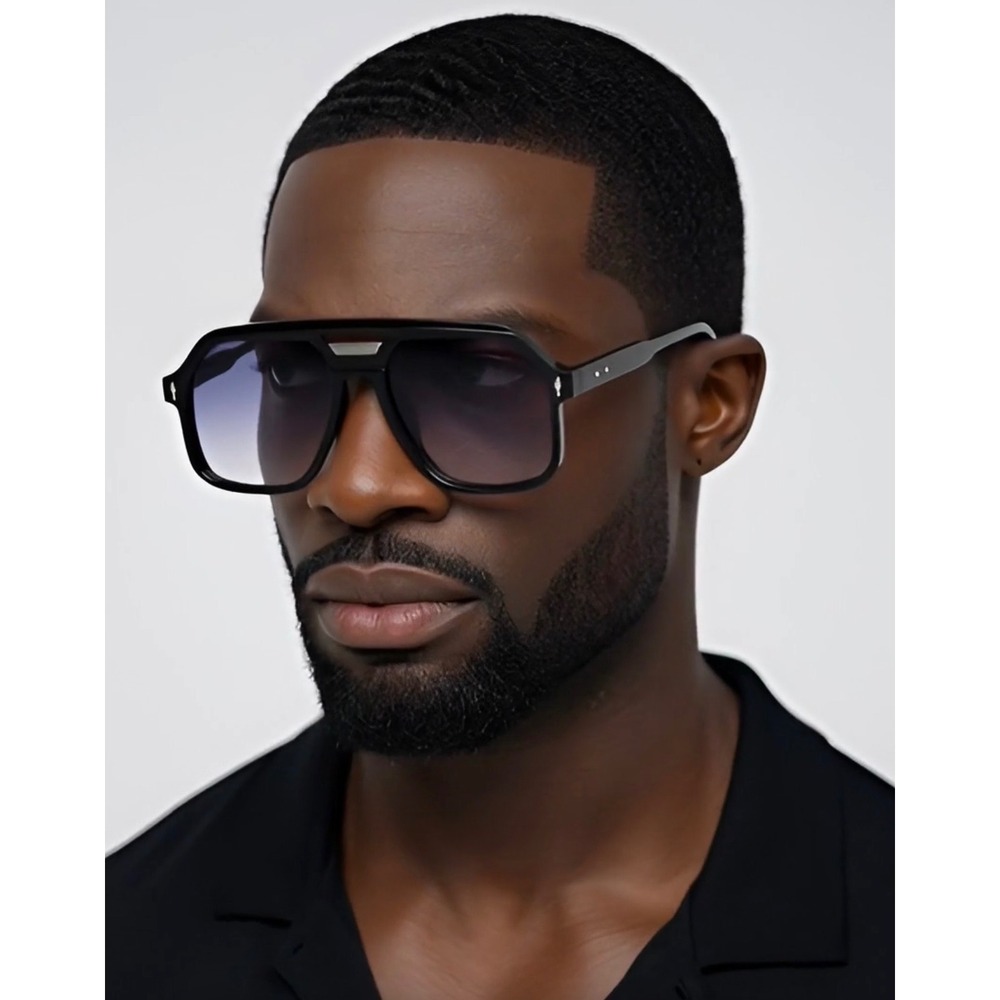 Mens Oversized Square Hip Hop‎ Sunglasses Black Frame Gradient Lens Lentes Gafas